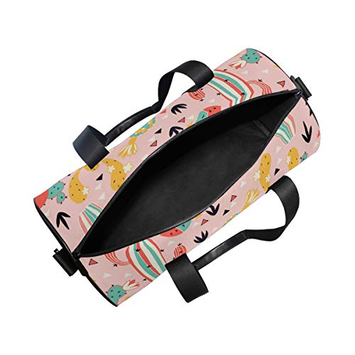 Huakz Cartoon Cactus Travel Duffle Bag Succulent Plants Single Shoulder Bag Pink Girl For Gym Sports And Overnight #TOP4