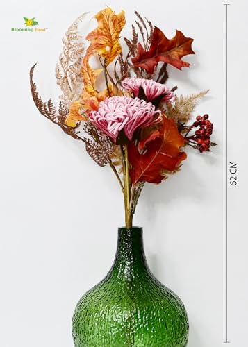 Image of Blooming Floret Artificial Flower Bunch /Lifelike Faux Flowers with Leaves, 62cm for Home Decor /Office Decor /Party Decor /Gifting | Tall Ornamental Stems | Durable (Pink)