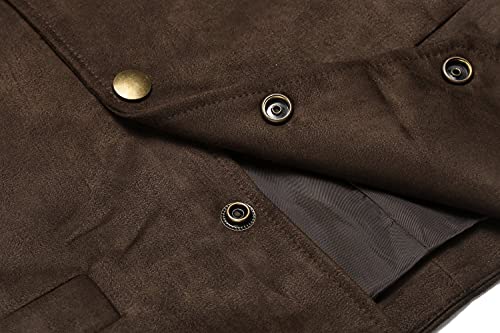 Coofandy Men's Suede Leather Suit Vest Casual Western Wedding Vest Jacket Slim Fit Vest Waistcoat #TOP3