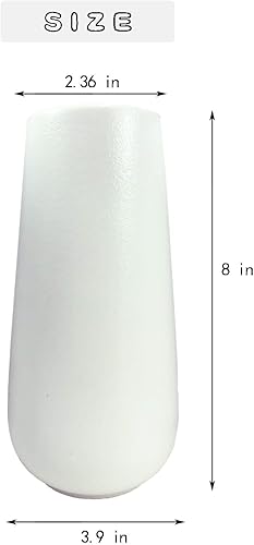 Miniatura 6 de Jarrón de cerámica blanco mate de 8 pulgadas para flores, jarrones de granja para flores, decoración moderna y bohemia para habitación, jarrones de