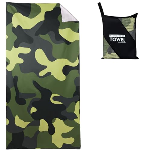 Violetpos Armee Tarnung Strandtuch 90x180 cm Schnell Trocknende Camouflage Badetuch Sandfrei Handtuch Strandhandtuch Strandtücher Groß Badehandtuch Tragbares Handtücher Leichtes und Dünnes Grüne
