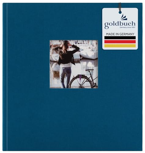goldbuch 27 330 Bella Vista - Álbum de fotos con recorte de imagen de color petróleo, álbum de recuerdos en formato 30 x 31 cm, 60 páginas blancas con separadores de pergamino, libro de fotos con