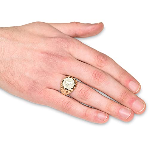 Floreo Men's 10k Two-Tone Gold Round A-Z Initial Ring4