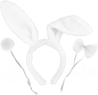 USHOBE 2 Conjuntos De Fantasias De Coelhos De Pelúcia Rabo De Coelho De Páscoa Faixa De Orelha De Coelho De Pelúcia Conjunto De Cosplay Cauda De Coelho Conjunto De Faixa De Cabeça De