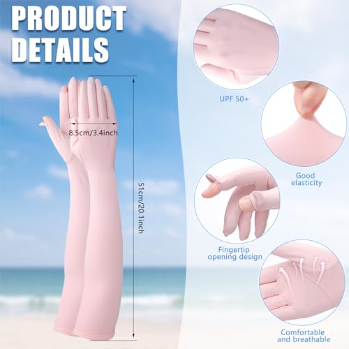 Image of Jecery 2 Pairs UV Long Sun Gloves Women's Sunblock Driving Gloves Non Slip Full Finger Arm Sun Protective for Outdoor Sports