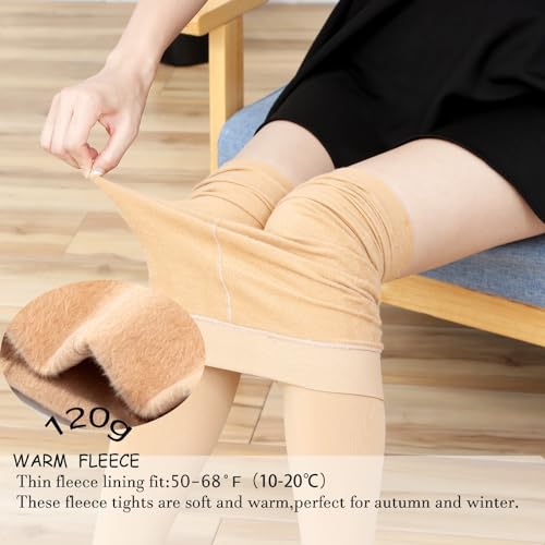 Image of Women's Fleece Lined Tights Winter Warm Opaque Tights Thermal Pantyhose Leggings High Waist Stretchy Tights