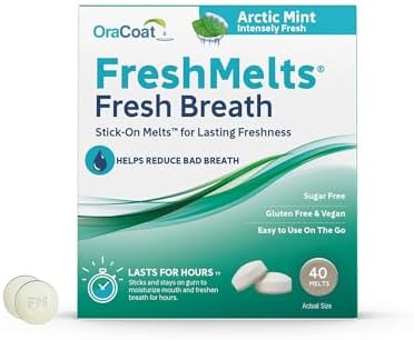 Oracoat FreshMelts Fresh Breath Stick-on Melts for Lasting Freshness, 40 Count Breath Freshener for Bad Breath, Non-Acidic & Sugar-Free, Arctic Mint