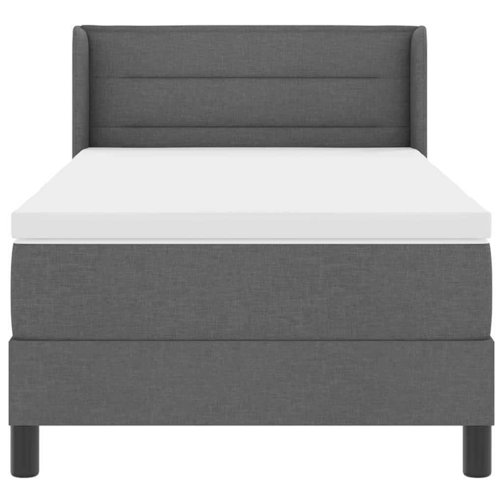 Polyester Boxspringbett modernes Design Kiefernholz Grau 200 x 80 cm | Boxspringbett mit Matratze Dunkelgrau 200x80 cm Polsterbett mit verstellbarem Kopfteil, Taschenfederkern-Matratze und Topper,