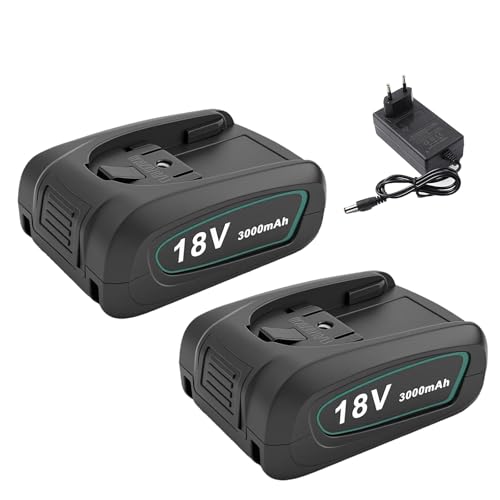2x18V Bosch Ersatzbatterien High Capacity 3000mAh - Kompatibel mit Bosch PBA/PSB/PSR, 18V Green Tools und Gardena 18V System (Haushalts- und Gartengeräte) - Perfekte Energieversorgung