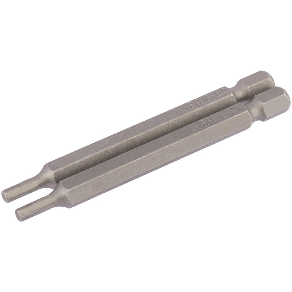 Draper Hex Screwdriver Bit Hex 3mm 75mm Pack of 2