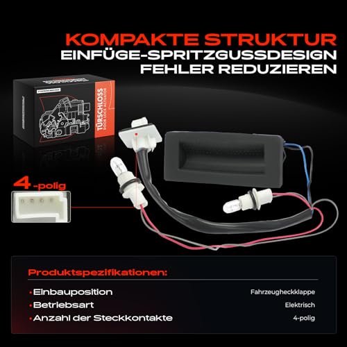 Frankberg Heckklappenschloss 4-Polig Kompatibel mit Astra H Caravan L35 2004-2014 Astra H Kasten L70 2004-2012 Zafira B A05 2005-2015 Replace# 13156919