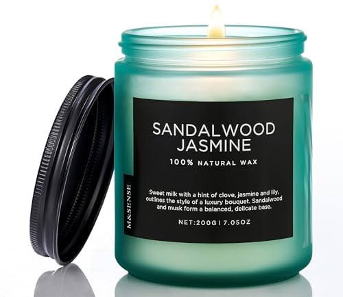 Bougie parfumée jasmin M&SENSE idée cadeau femme et homme pour les fêtes de maison