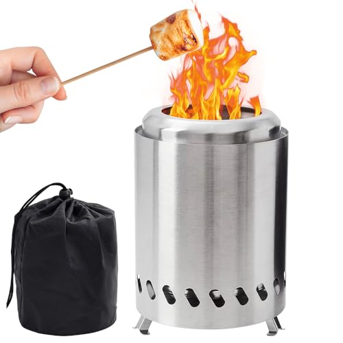 Image of Smokeless Table Top Fire Pit, SGZIOO Portable Tabletop Fire Pit, Stainless Steel Outdoor Stove with Stand and Travel Bag, Tabletop Firepit Wood Burning/Pellet Fueled for Camping, Outdoor & Patio