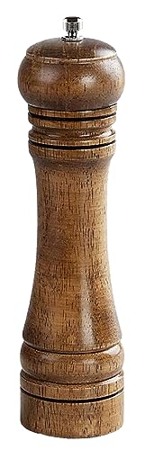 Molinillo de Pimienta VIER, Molinillo de Sal, Pimienta y especias, de Madera Maciza con Molinillo de cerámica Ajustable. Medida 27,5 cm de longitud (10,82 pulgadas)