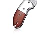 KUBEY KU66 Small Knife, Folding Knife and Pocket EDC, Drop Point Blade with Thumb Open, Rosewood Handle with Lanyard, for Outdoor Hunting Camping and Hiking (KU66-1)