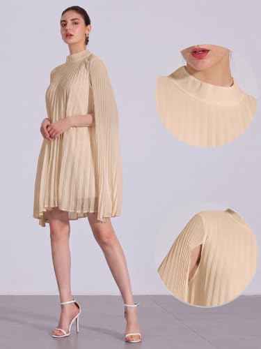Image of Allegra K Women Chiffon Pleated Flowy Cloak Sleeve Cape Knee Length Dress
