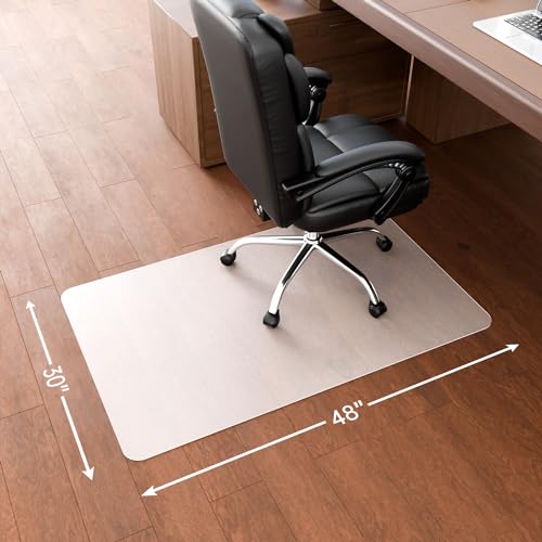 HOMEK Office Chair Mat for Hardwood Floors, 48\" x 30\" Clear Desk Chair Mat for Hard Floors, Easy Glide Floor Mat for Office Chair on Hardwood