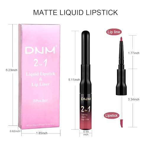Image of evpct 3Pcs Mauve pink Berry pink Rose red Lip Stain Paint Matte Lip Liner and Lipstick Set Long Lasting labiales matte mate larga duracion listip 24 hour a prueba de agua mate 24 horas originales