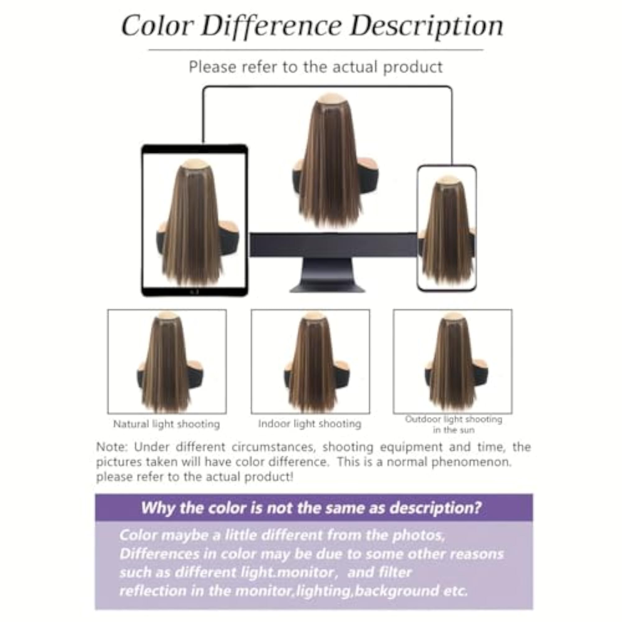 24" Synthetic Straight 5 Clips Hair Extension for Women