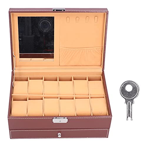 Boîte à bijoux double couche avec compartiments montres et colliers, grand format 30cm - 5