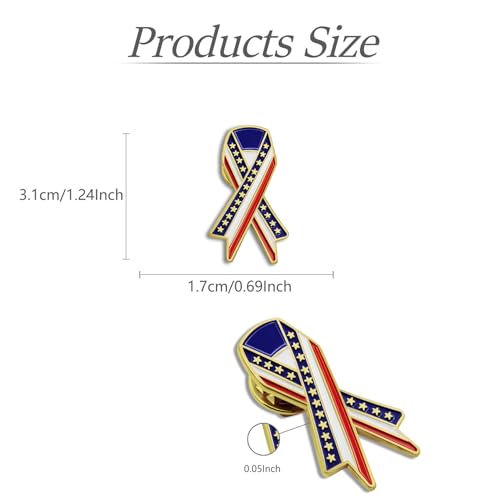 50/100/200pcs Memorial Day American Veteran Lapel PinsIndependence Day Gifts Patriotic gold Ribbon Enamel Pins for women men Clothes backpack hat Souvenir2