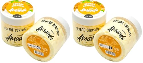 French Tendance - Beurre Corporel Fouetté - Soin Peau Sèche Corps et Mains - Pour Homme et Femme - Hydratant - Adoucissant - Lissant - Nourrissant - 190 ml - Senteur d'Amande (Lot de 2)