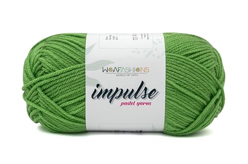 Image of WOAFashions Impulse Hand Knitting & Crochet Yarn, Premium Acrylic, 4 : Medium (Pear Green) (2x100gms / 3.5oz / 200mtr / 218yds)