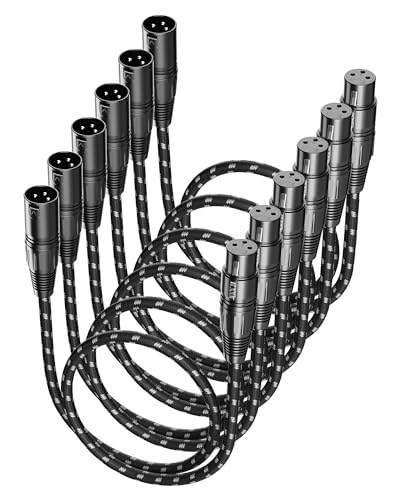 VANDESAIL Short XLR Cables,XLR Microphone Cable 2ft 6Pack,Balanced Shielded