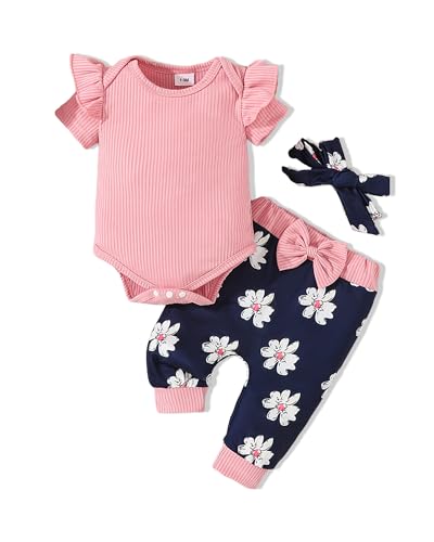 Image of Doresbebe Baby Girl Clothes Newborn Infant Outfits Cute Summer Clothes Spring Romper Set+Hat+Headband