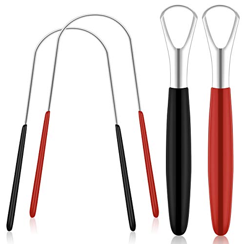 Tongue Scraper for Adults,Tongue Cleaners Stainless Steel Tongue Scrapers Oral Tongue Brushes, Medical Grade Metal Oral Hygiene Brush Dental Kits Eliminate Bad Breath Tool with Non-Synthetic Grip