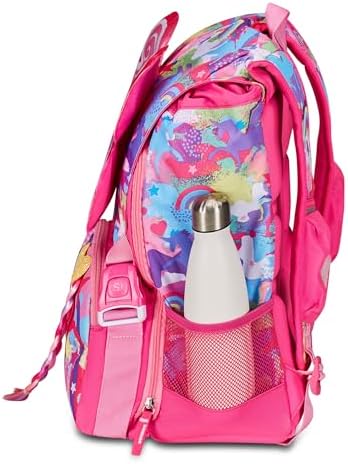 Seven SJ Scuola Espandibile a Compartimenti Doppio, Rosa, Con Borsa da Viaggio Accessibile da Fossili Laterali, Borsa pe