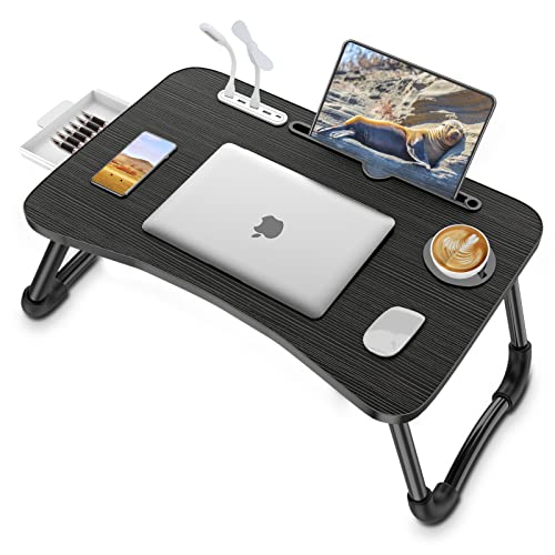 Zapuno Laptop Lap Desk, Foldable Laptop Table Tray With 4 Usb Ports Storage Drawer And Cup Holder, Laptop Bed Desk Laptop Stand For Bed Lap Tray Portable Standing Table For Bed Couch Floor #TOP7