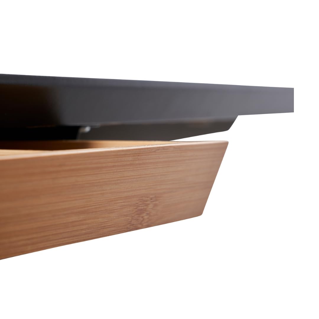 WIRSCHDA® Premium Unterbauschublade Bambus – Schreibtisch Organizer flach & ausziehbar | Untertisch Schublade für Homeoffice & höhenverstellbare Tische | Büro Ordnungssystem Holz