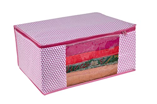 Image of ANKIT INTERNATIONAL Saree Cover Bag /Pink Samosa Design Clothes Storage Bag /Saree Covers For Storage /Pack of 6