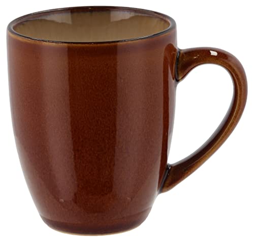 BITZ Becher mit Henkel, Kaffeebecher aus Steinzeug, 30 cl, Amber/Creme