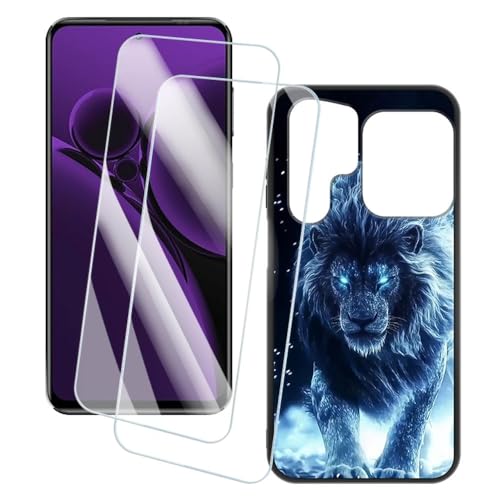 OAGELIM 2�Z�b�g �X�N���[���v���e�N�^�[ + �P�[�X Oukitel C68 Plus (6.7 �C���`) �Ƃ̌݊������� �A�[�e�B�X�e�B�b�N�J�X�^���v�����g�J�o�[�Ƌ����K���X�t�B���� �X�N���b�`�h�~ (���C�I��)