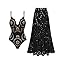 Black Swimsuit and Skirt