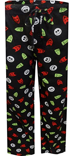 Disney Mens Nightmare Before Christmas Jack Skellington Colorful Lounge Pant (X-Small) Black