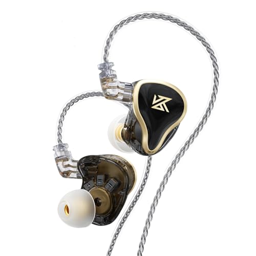 KZA COUSTICS KZ ZAS In Ear Monitor,1DD +7BA Hybrid-Treiber IEM Kopfhörer, HiFi IEM Kopfhörer, Gaming Ohrhörer, mit Abnehmbarem Versilbertem OFC-Kabel für Musiker Audiophile (Ohne Mikrofon, Schwarz)