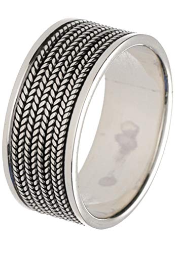 [新宿銀の蔵] ツイスト ライン シルバー925 リング 10～32号 (10号) 指輪 幅広 メンズ 太め 広め 大きいサイズ 鏡面 プレーン シンプル