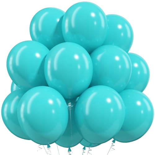 Image of Togvu Teal Balloons, 50Pack 12 Inch Turquoise Latex Party Balloons for Tropical Aloha Luau Summer Birthday Graduation Bachelorette Mermaid Pool Ocean Party Decorations Supplies