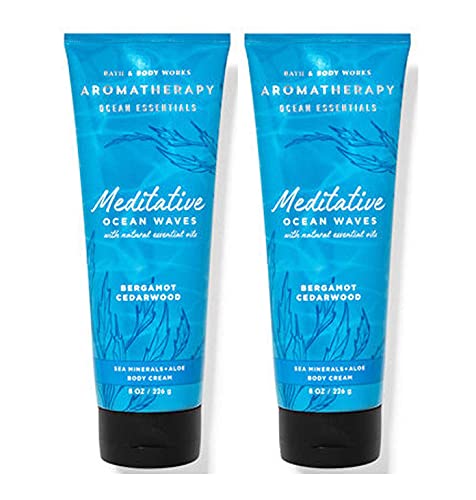 Bath and Body Works 2 Pack Aromatherapy Meditative Bergamot Cedarwood Body Cream 8 Oz. (Meditative Bergamot Cedarwood)
