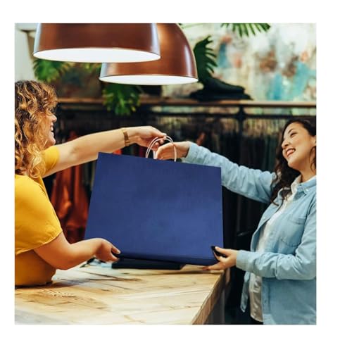 Image of Gitanjali Paper Curves Gift Bags 25pcs 16x12x6 inch Large Paper Bag with Handles - Return Gift Bag, Party Favor kraft Paper Shopping Retail Paper Carry Bags, Disposable Paper covers (Large-Dark Blue, Pack of 25)