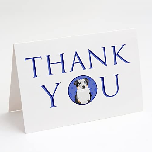 Caroline's Treasures CK8922GCA7P Australian Shepherd Blue Merle #1 Thank You Greeting Cards and Envelopes Pack of 8 Blank Cards with Envelopes Whimsical A7 Size 5x7 Blank Note Cards