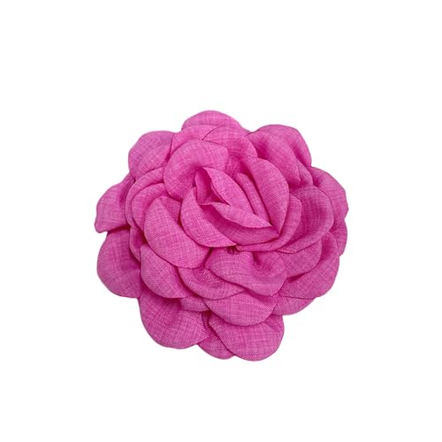 Image of Dainty Fabric Peony Flower Brooches Pin Delicate Camellia Flower Brooch Classic for Women Wedding Party Dance Banquet Elegant Lapel Pins Dress Suit Ceremony Clothes Accessories Jewelry Gifts 100mm