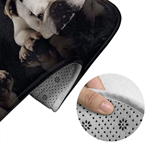 DIRYKILP Badematte + Konturmatte + WC Deckelbezug Lustige Hund Bulldogge 3 Stück Badematte Set, mit rutschfester Klebeunterseite – Bild 6