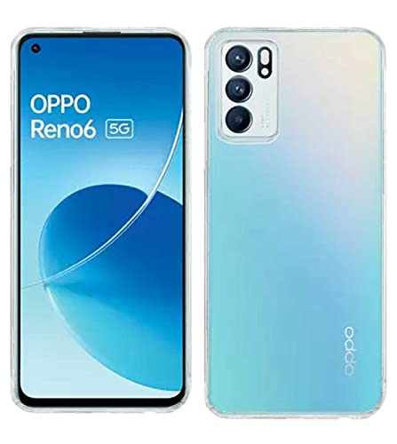 Image of Soft Flexible Silicone Back Cover Compatible with Oppo Reno6 5G, Transparent Case + Screen Guard