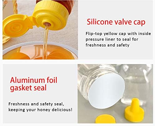 Miniatura 2 de Skywin Honey Jar - Botellas de miel de plástico transparente y dispensador de recipientes de miel con tapa abatible y sello (10, 32 onzas)
