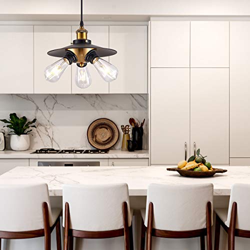 Ylong-Zs Black Hanging Lamps Swag Lights Plug In Pendant Light 16.4 Ft Cord And Chain/Hanging Pendant Light Cage In-Line On/Off Switch For Kitchen Island, Dining Room, Entryway，3Lights，Black Finish #TOP6