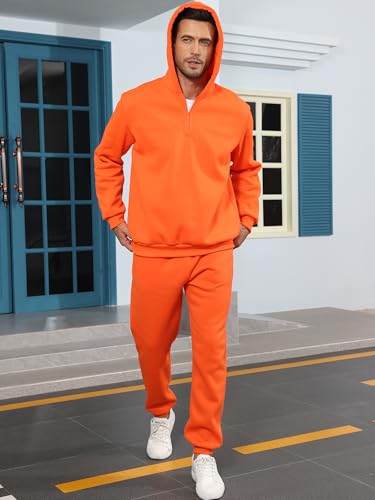 JIHUILAI Men Track Suits 2 Piece Set Quarter Zip Hoodie Sweatpants Jogging Suits Causal Athletic Men's Sweatsuits3